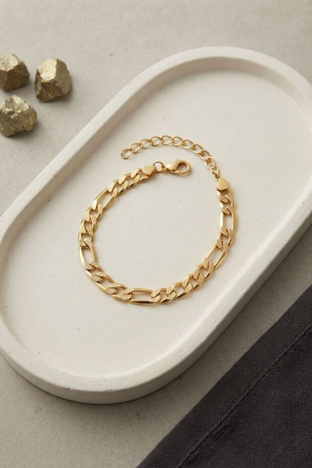 316L Steel Gold Color Figaro Chain Model Men's Bracelet