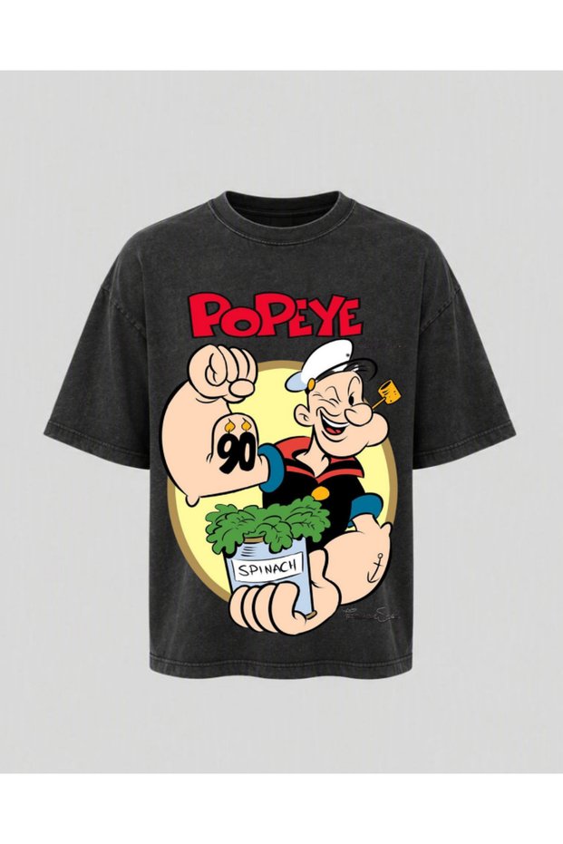 Popeye Printed Washable Relaxed Fit Unisex T-Shirt
