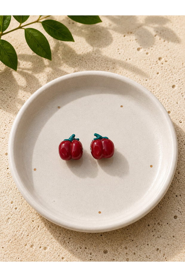 Handmade Murano Red Stuffed Pepper Beads (2 Pieces)
