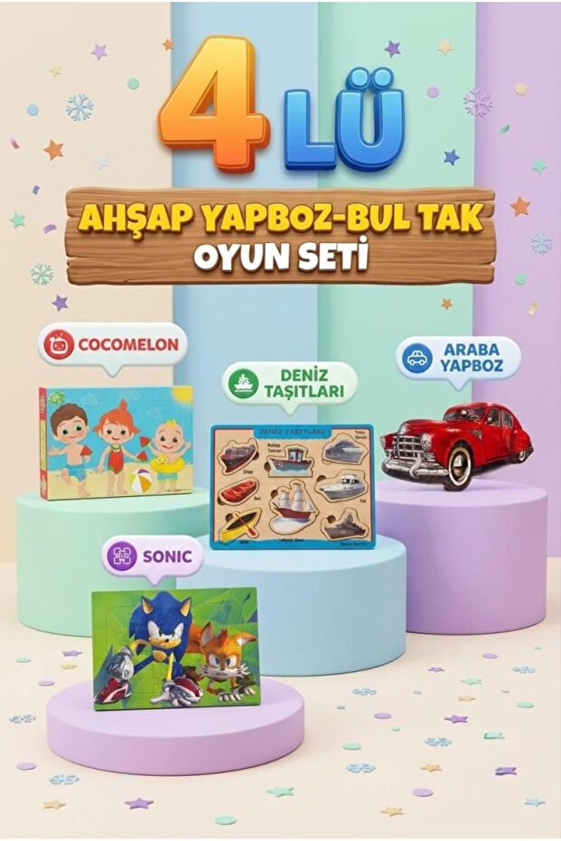 Educational and Fun 4-Piece Frame Puzzle Set with Storytelling and Find-And-Place Game Set