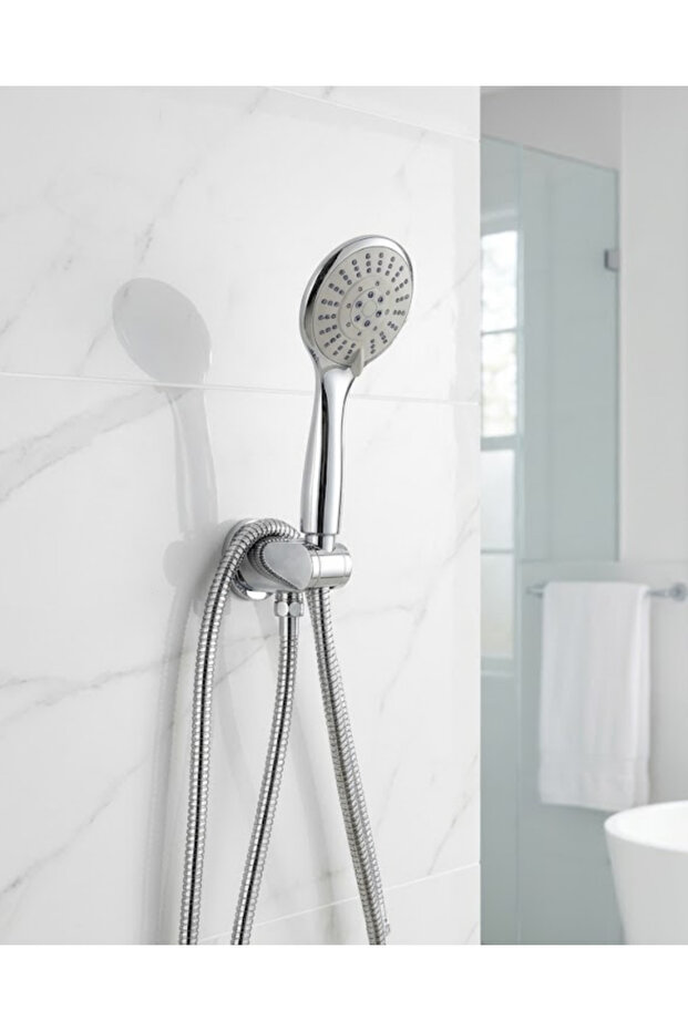 Shower Head Set Spiral Hose Movable Handheld Shower Holder Scale Resistant Design