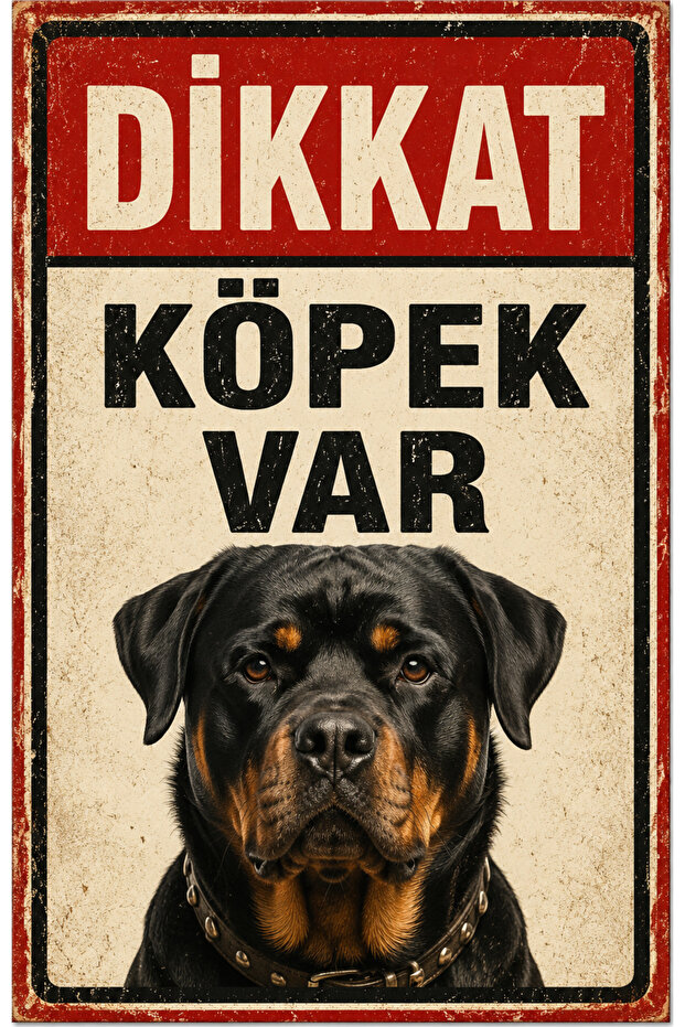 Retro Caution Dog Present Rottweiler Metal Sign Warning Sign Wall Decor 20X30 cm