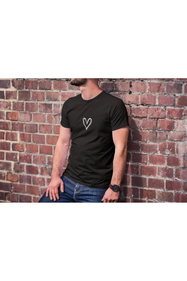 Unisex Crew Neck Printed Oversize T-Shirt - Black