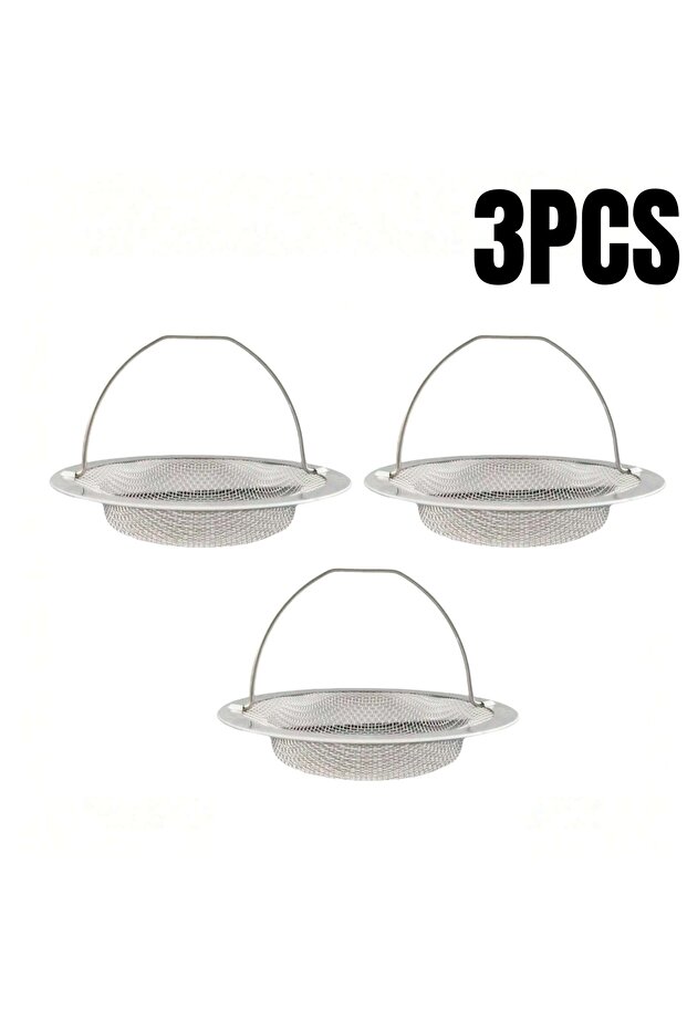 3PCS 1/3pcs Kitchen Sink Strainer W/Handle, RV Kitchen Sink Sink Waste Strainer Stainless Steel Sink