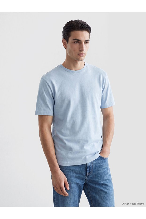 Peak New Season Blue Crew Neck Men's T-Shirt
