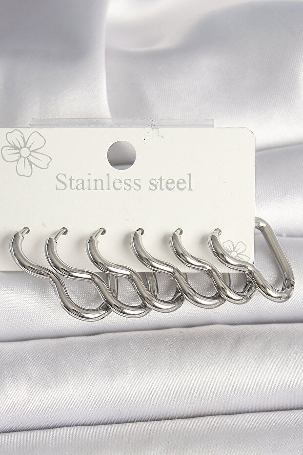 316L Steel Silver Color Heart Model Women's Earring Set