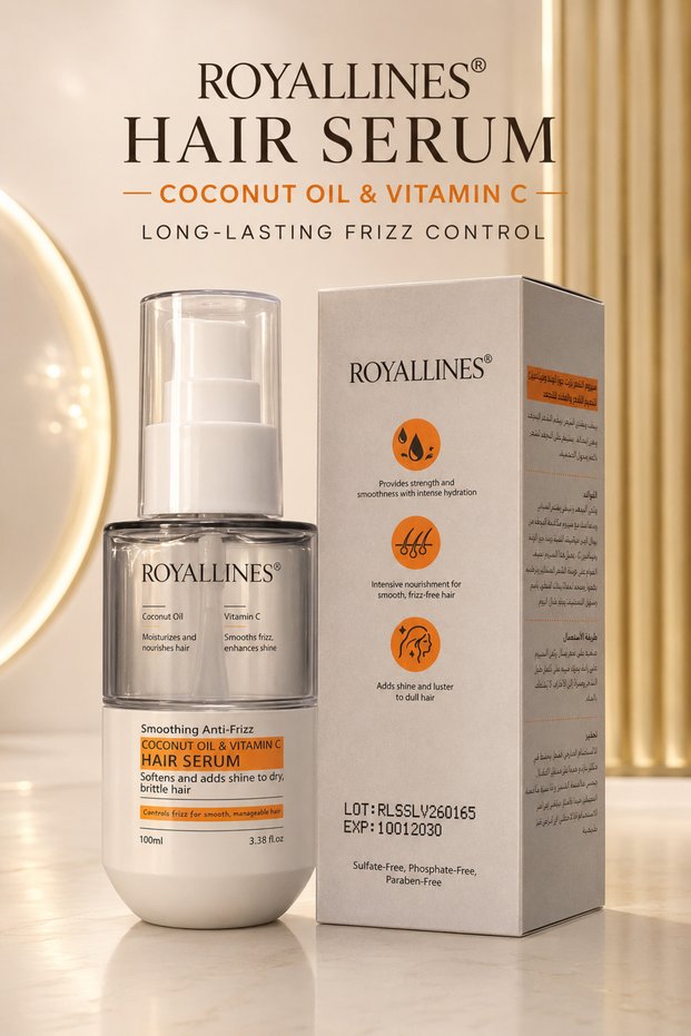 Coconut Oil & Vitamin C Smoothing Anti-Frizz Hair Serum 100ml – Moisturizing, Nourishing & Shine-Enhancing Serum for Dry, Brittle and Frizzy Hair