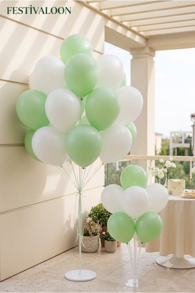 20-Piece Macaron Green and White Balloon Set 11 Inch Birthday Baby Shower Party Decoration
