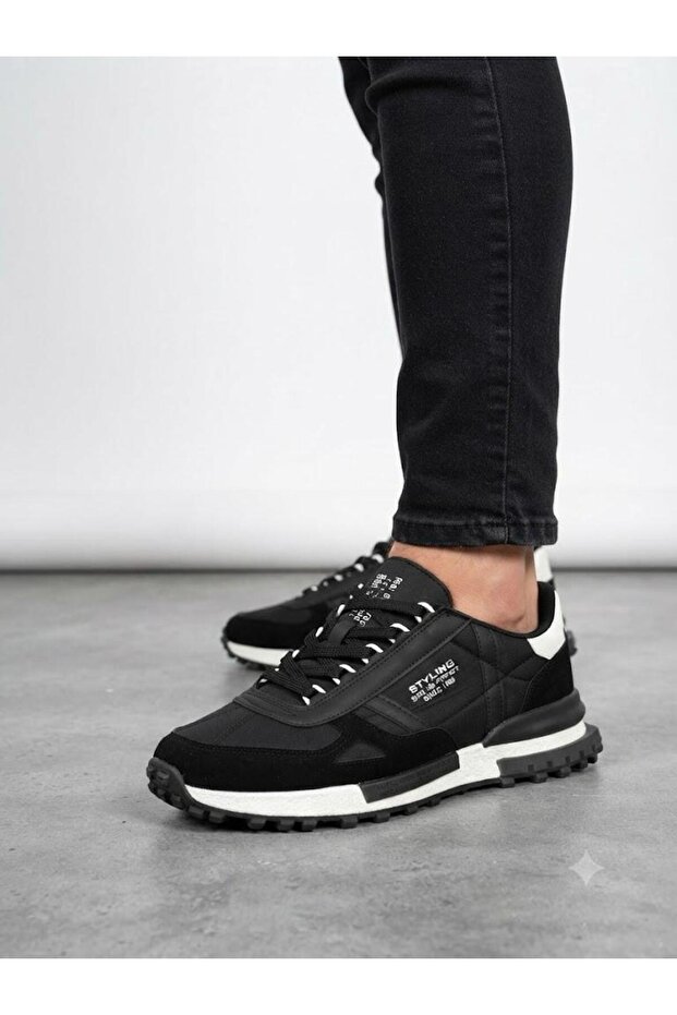 Men's Black Orthopedic Sole Casual Sneaker Walking Shoes