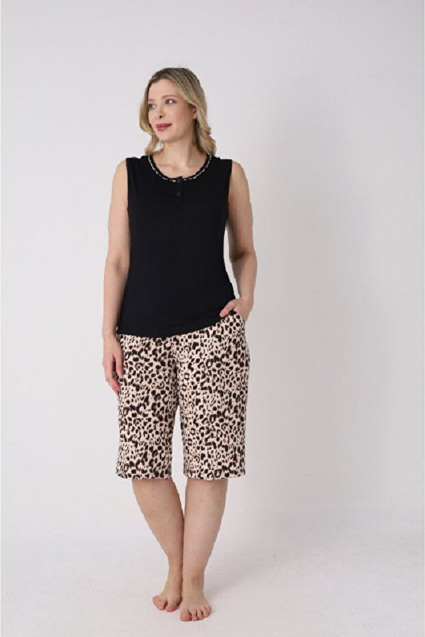 Plus Size Patterned Women's Shorts Pajama Set