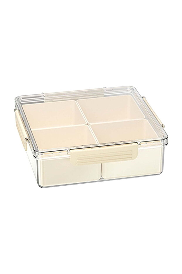 4-Compartment Snack Tray with Lid, Airtight Compartmentalized Food Storage Box for Nuts, Dried Fruit & Candy