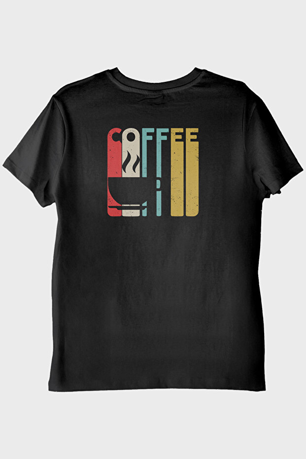 تي شيرت أسود مطبوع بتصميم كلاسيكي من COFFEE