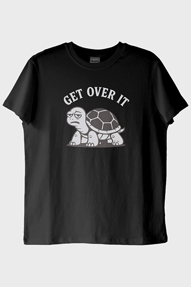 Get over It Turtle Printed Black T-Shirt