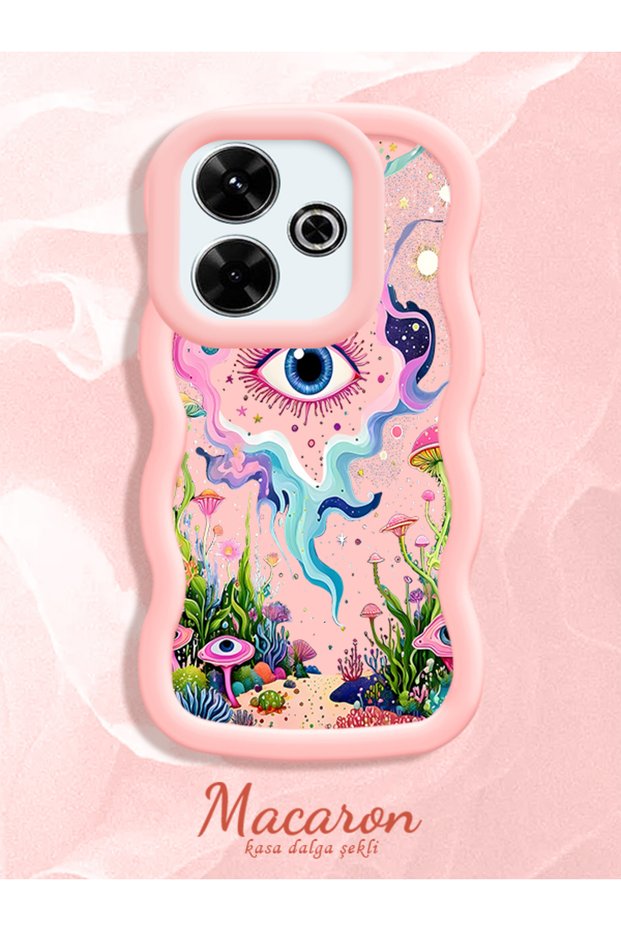 Redmi 13/13X Compatible Colorful Psychedelic Eye Mushroom Drawing Flat Print Case