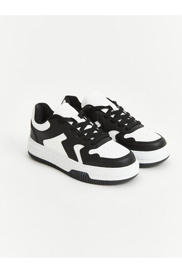 Lcw Steps Black Lace-Up Thick Sole Girls' Sports Shoes