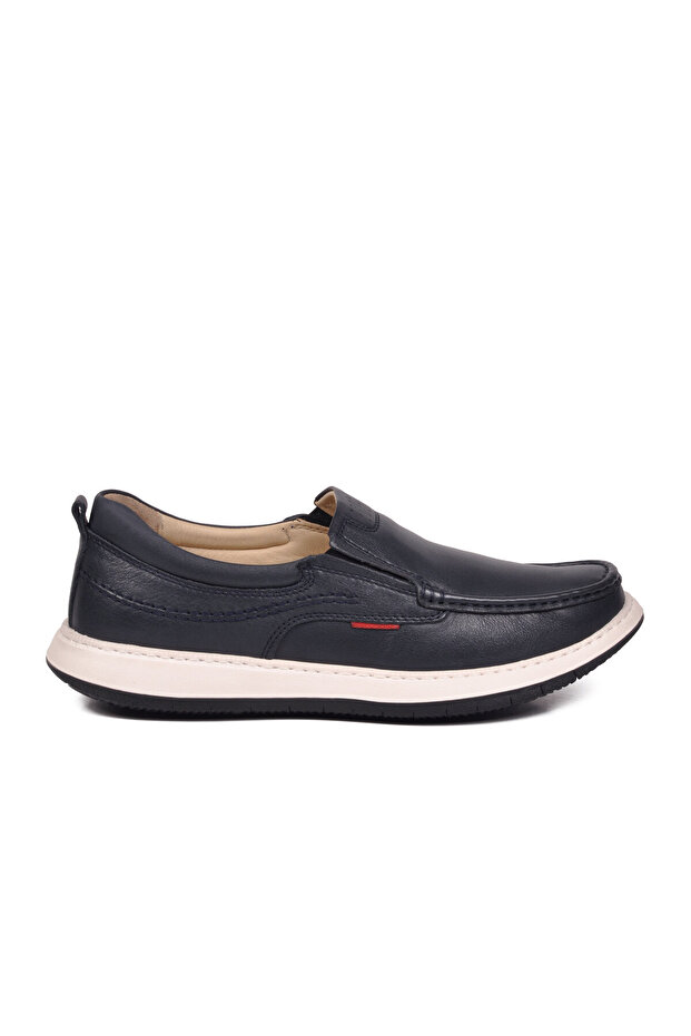 Navy Blue Genuine Leather Comfortable Sole Men's Casual Shoes Loafer 6501 m
