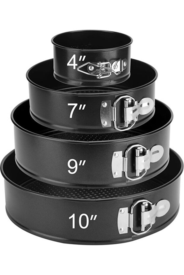 Set of 4 springform pans with removable bases, 11/18/23/26 cm, round and rectangular, non-stick coating