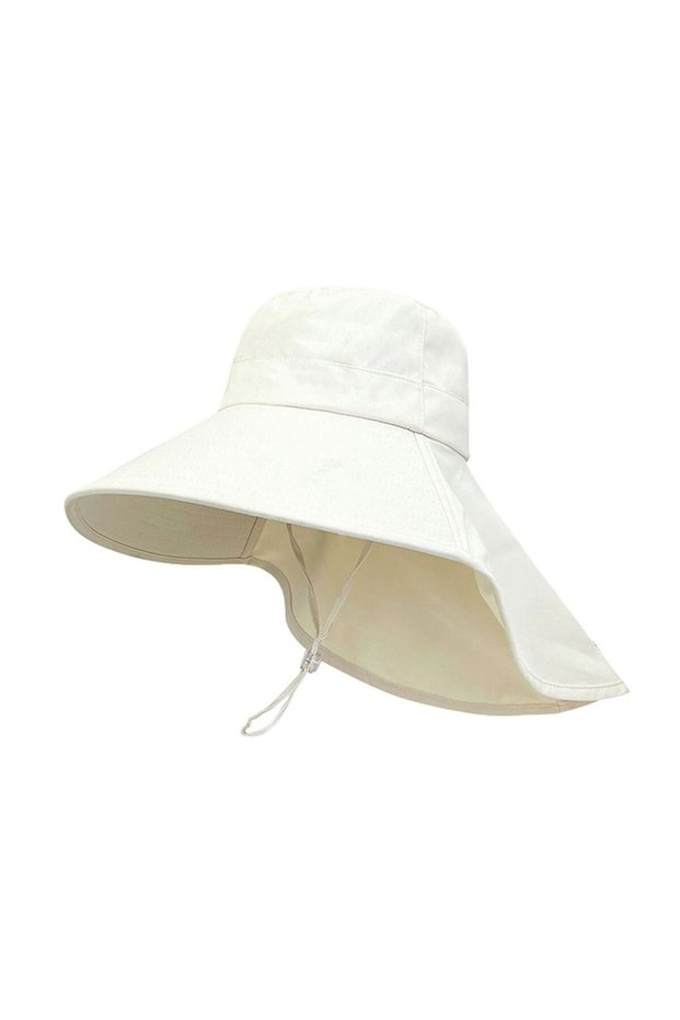 Women's fisherman's hat, with UV protection, wide brim to protect the neck, color: beige.