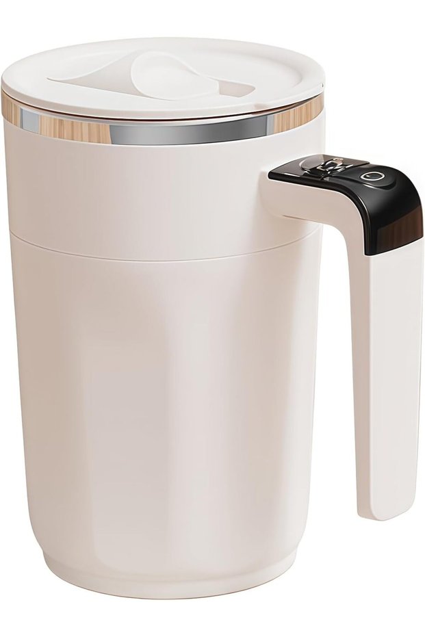 316 Stainless Steel Self-Stirring Coffee Mug, 400ml, Automatic Electric Stirring Mug for Coffee, Milk, and Cocoa, Portable Travel Mug (White)