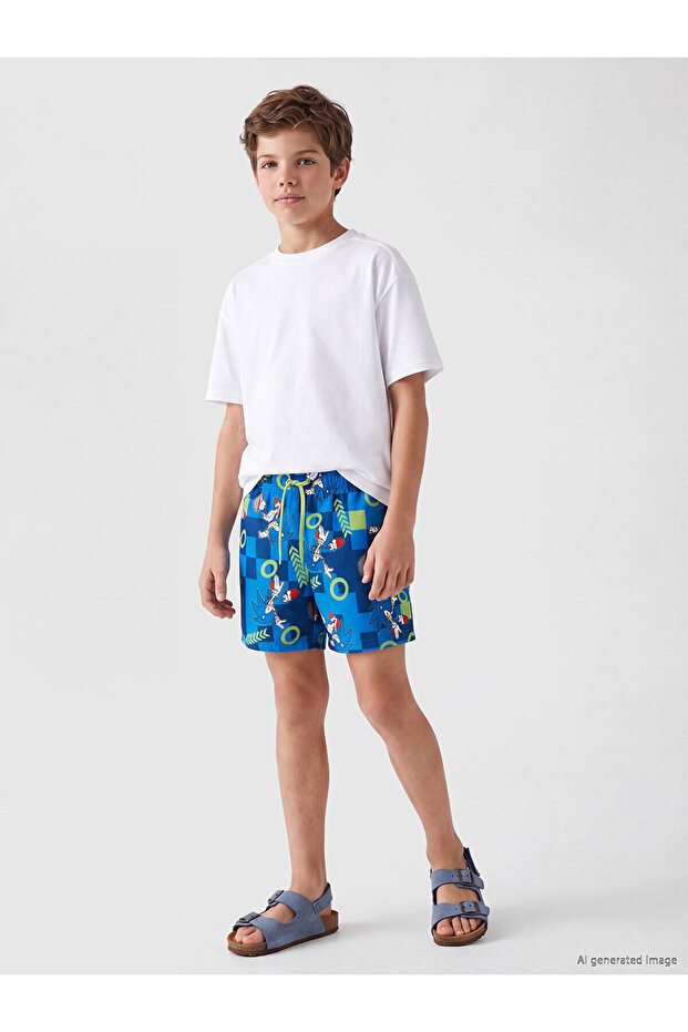 Alita City Sonic Printed Boys' Swimsuit with a Difference