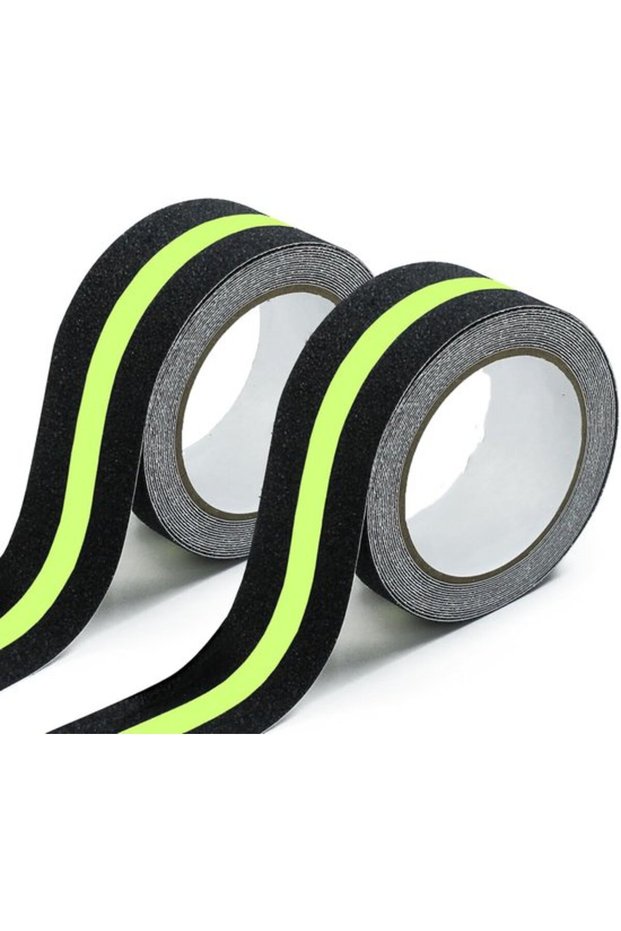 2 rolls Staircase tape, 5 meters x 5 centimeters, Glow-in-the-dark anti-slip tape, For stairs, ladders, and slippery surfaces, Black, Safety tape