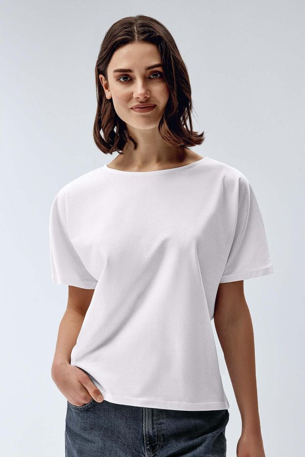 Women's Bat Sleeve 100% Cotton T-Shirt White