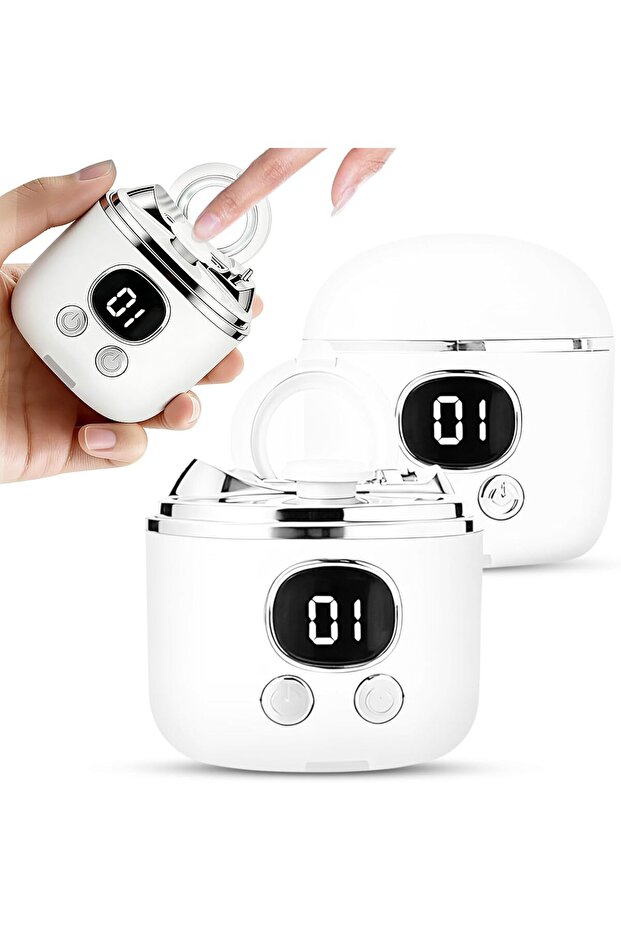 3-in-1 Electric Nail Clipper & Buffer with 2.5x Magnifier (white), 3-speed automatic nail trimmer.