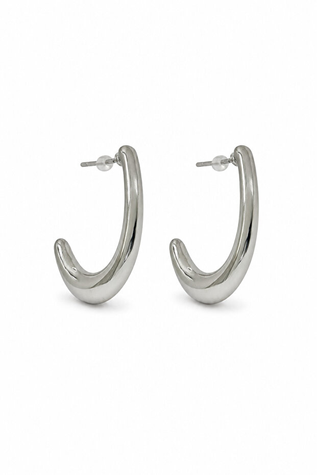 Stylish C-Shaped Hoop Earrings Modern Design Steel Earrings for Women