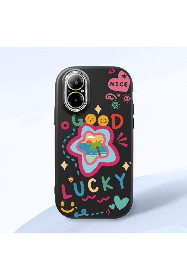 Realme 12 Lite Compatible Case Camera Protector Black Silicone Couple Phone Case Heart Pattern