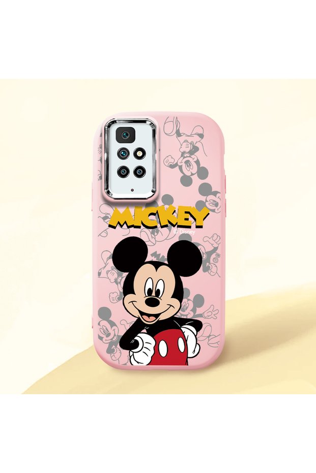 Redmi 10 2022 Compatible Case Camera Protector Pink Silicone Couple Phone Case Character Patterned