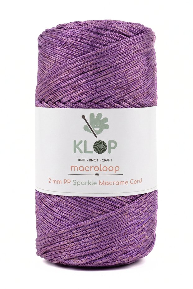 2 mm Glittery 200 Gr Polyester Macrame Thread - 190 m No:4 Supla Rope and Bag Thread Purple