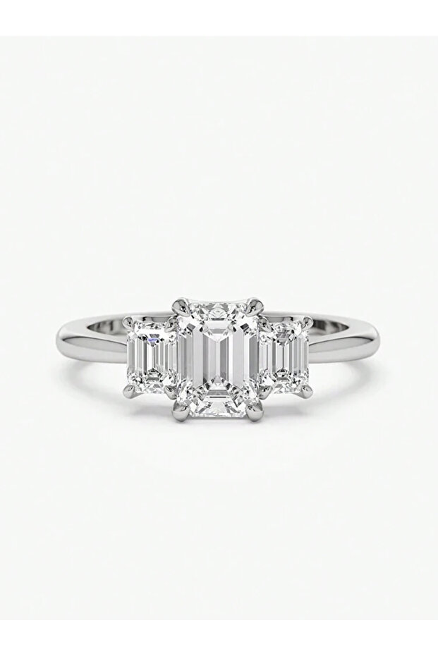 6 Silver 925 Sterling Silver Gorgeous Shiny Rectangle Zircon Ring For Women Engagement Wedding Roman