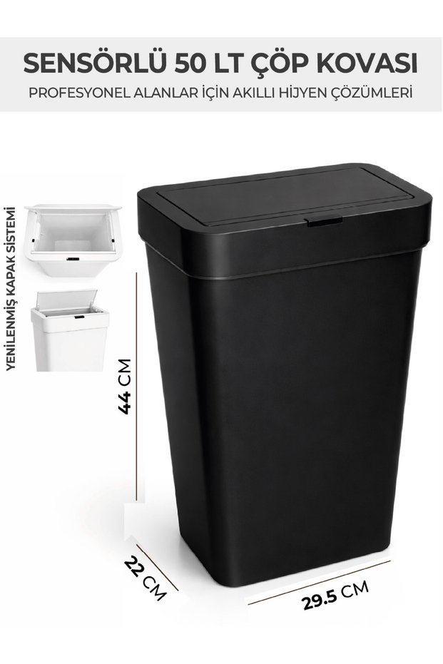 Slim Sensörlü Çöp Kovası 50 Litre