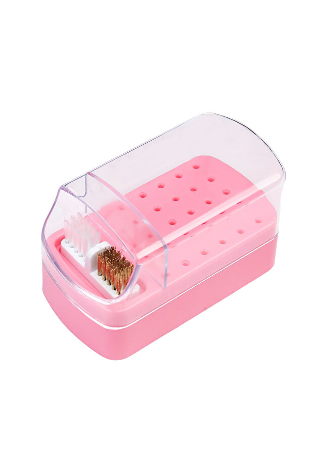 Pink 30 Holes Nail Polish Head Organizer Acrylic Portable Organizer Transparent Dustproof Cleaning