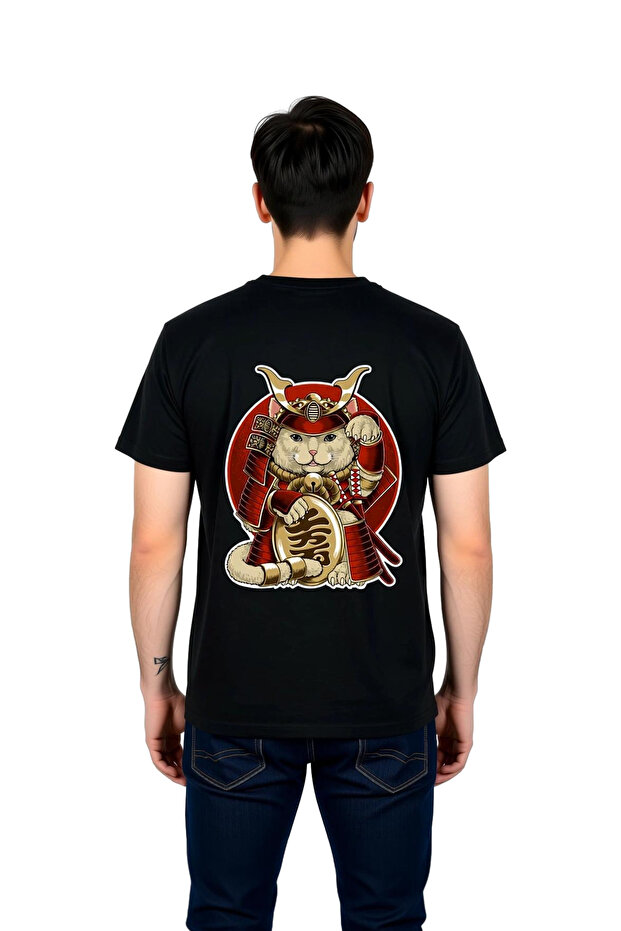 Samurai Cat Printed Men's T-Shirt