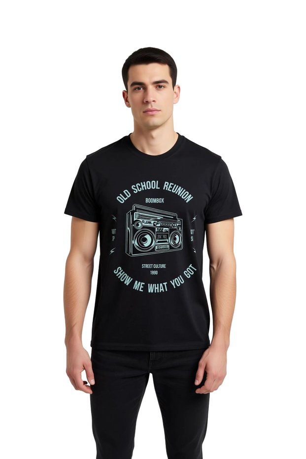 Old School Boom-Box Music Nostalgia Printed Men's T-Shirt