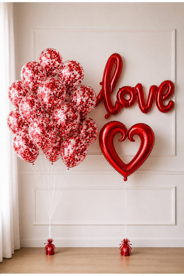 Heart Red Love Lettering Foil Balloon Garland Valentine's Day Decoration Marriage Proposal Decoration