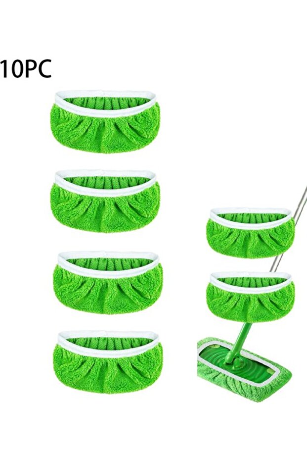 10 Swiffer Replacement Mops, Wet & Dry Use, Green