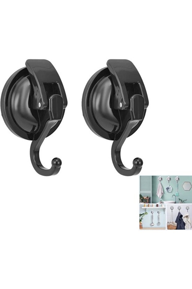 Two-piece suction cup hook set in black