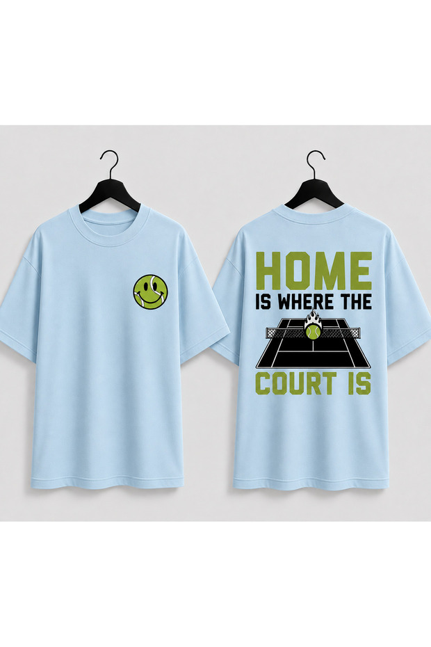 Unisex Oversize Tennis Printed T-Shirt 100% Cotton Tennis Themed Comfortable Fit Short Sleeve T-Shirt