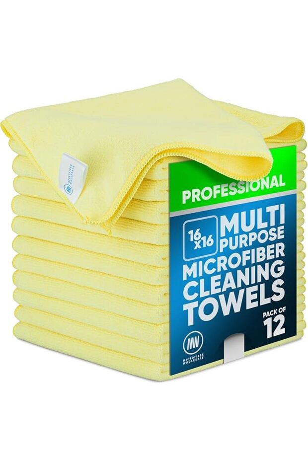 Buff™ Microfiber Cleaning Cloth | Green (12 Pack) | Size 16" x 16" | All Purpose Microfiber Towels -