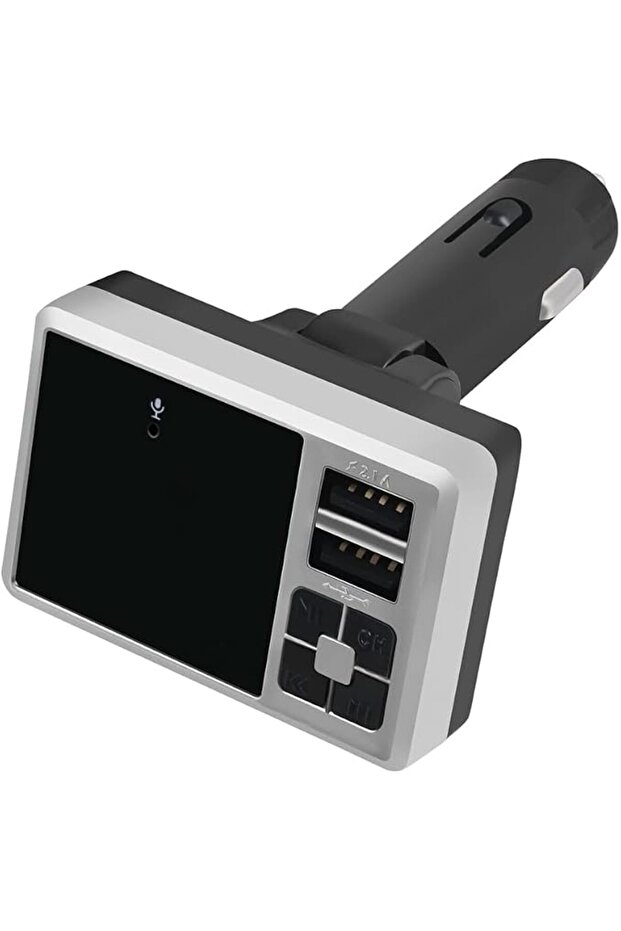 جهاز إرسال راديو FM لاسلكي للسيارة بتقنية بلوتوث مع شاحن USB مزدوج سريع وخاصية الاتصال بدون استخدام اليدين، فضي اللون، DZ-950