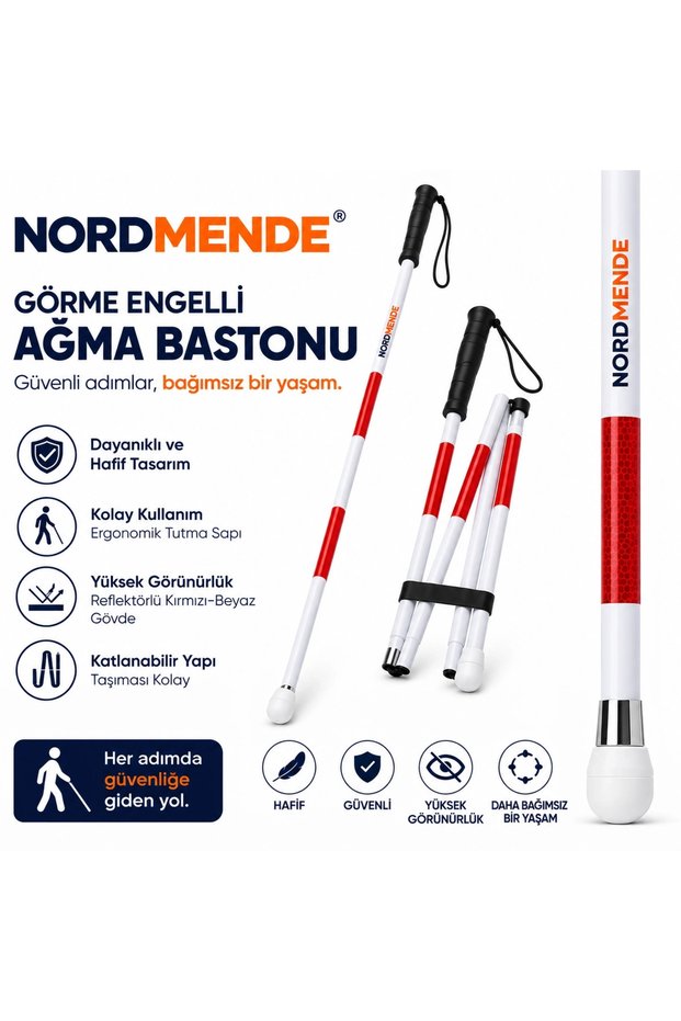 Walking stick – lightweight, durable, and ergonomically designed, with a sliding tip and reflectors.