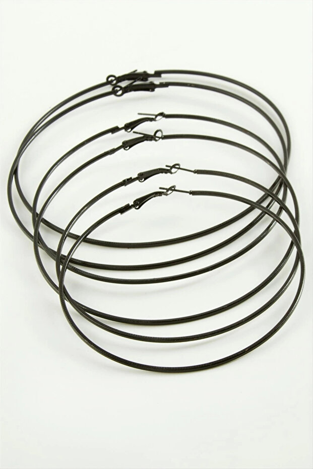 Crushed Striped Metal Hoop Earrings 6 Pieces