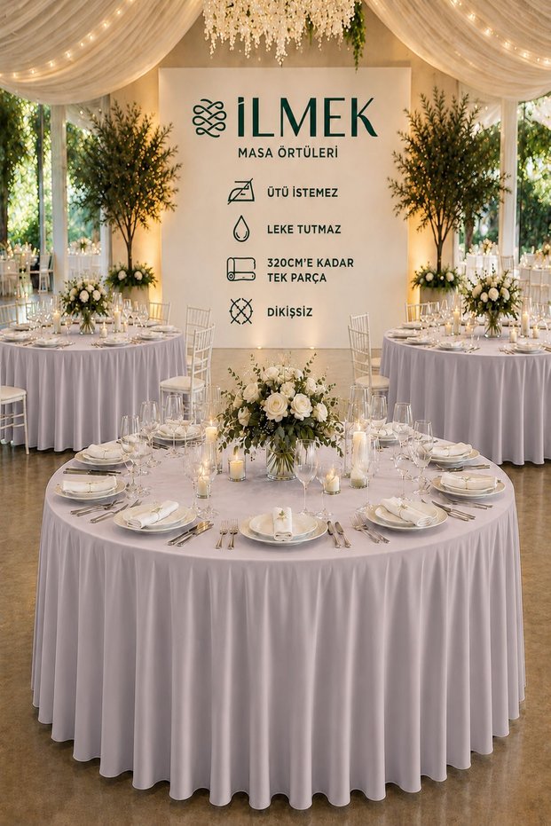 Stress-Free Round Tablecloth 280-300-320 cm Wide Seamless Wedding Event Organization Hotel Restaurant