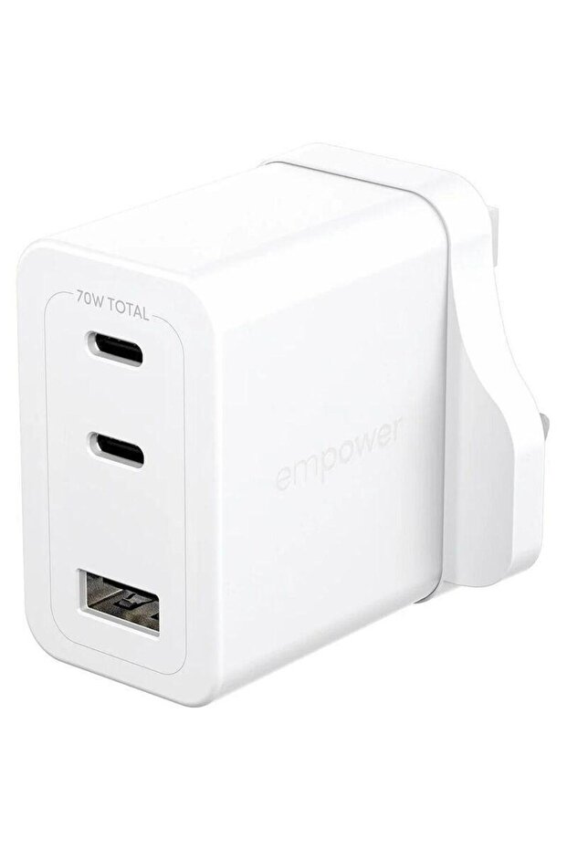 Panzerglass - Empower - Wall Charger - Grand Prix - High-Speed Multiple Charger - 70W - Uk - 2X USB-C + USB-A - Silver White