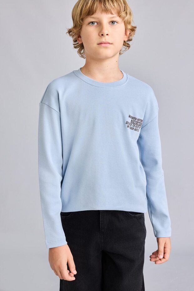 Okul 100% Cotton Oversize Crew Neck Drop Shoulder Printed Long Sleeve T-Shirt Boy I6417A826Au