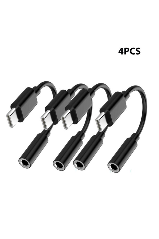 4PCS Black 2/4PCS USB-C Type-C to 3.5mm Black Audio earphone adapters, USB Type-C to 3.5mm female he