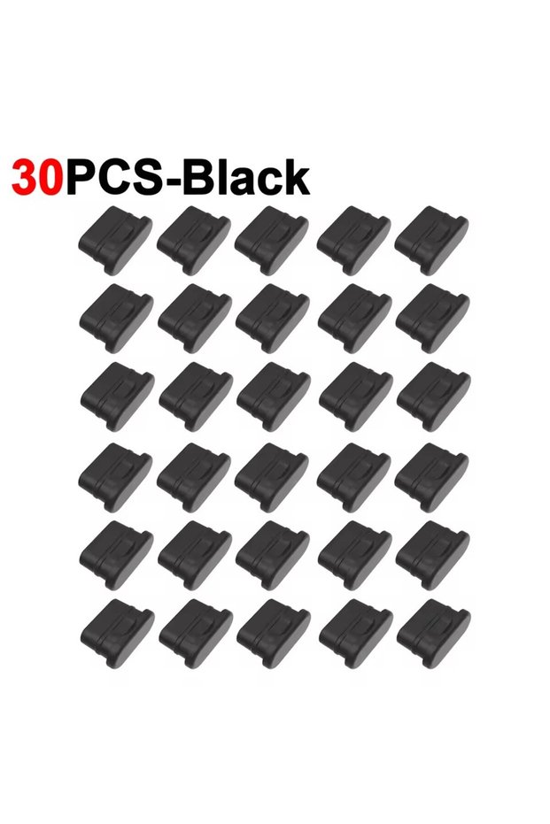30PCS Black Type C Dustplugs USB-C Dust Cover Soft Silicone Type-C Charging Port Protector Protectiv