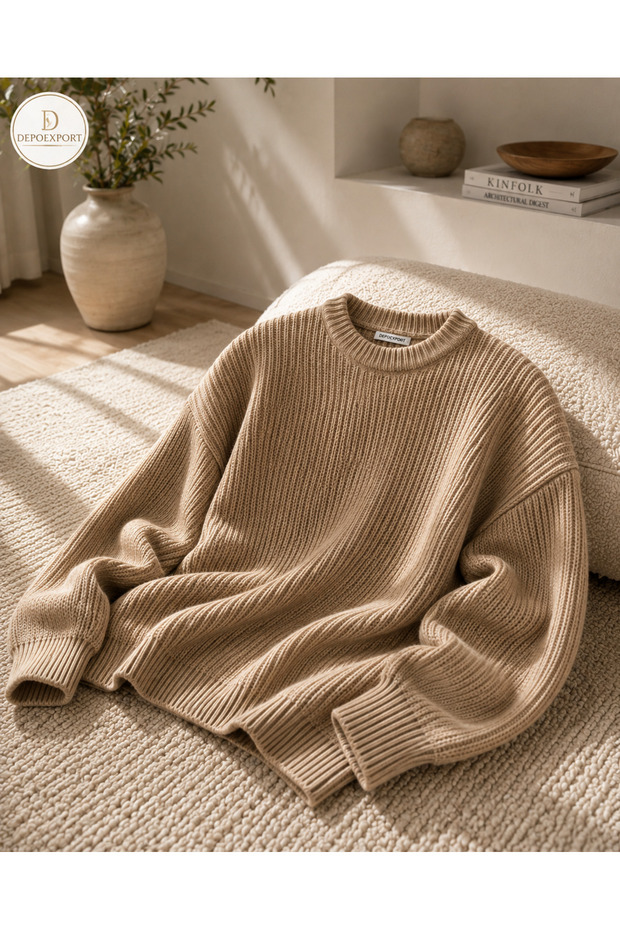 Women's Premium Oversize Soft Crew Neck Knitwear Sweater